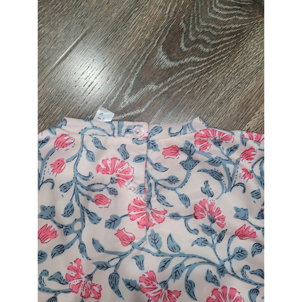Hayden Floral Rash Guard Swimsuit Set Long Sleeve Ruffle S/M #R‎ - Picture 3 of 5